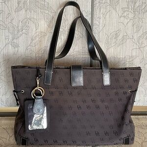 Dooney & Bourke Black Monogram Canvas Tote Travel Bag - EUC